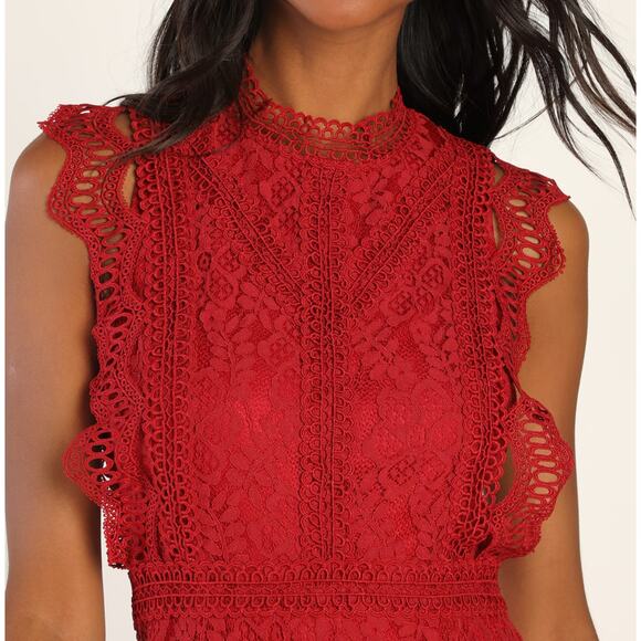 Lulus My Sweatheart Red Lace Mini Dress Size XL - Picture 2 of 14